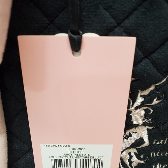 Juicy Couture Liquorice and Light Pink Quilted Juicy Tale Tote With Hreart Charm - Picture 5 of 5